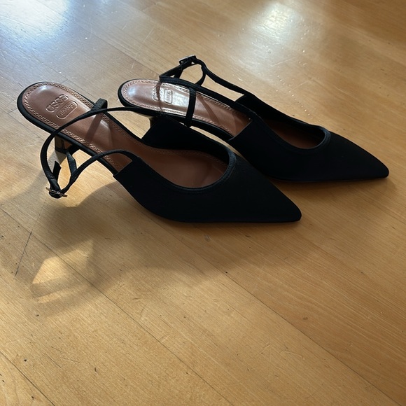 ASOS design black satin sling heels - Picture 4 of 11